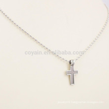 Two Tone Stainless Steel Trendy Multi Strand Cross Necklace With Ball Chain